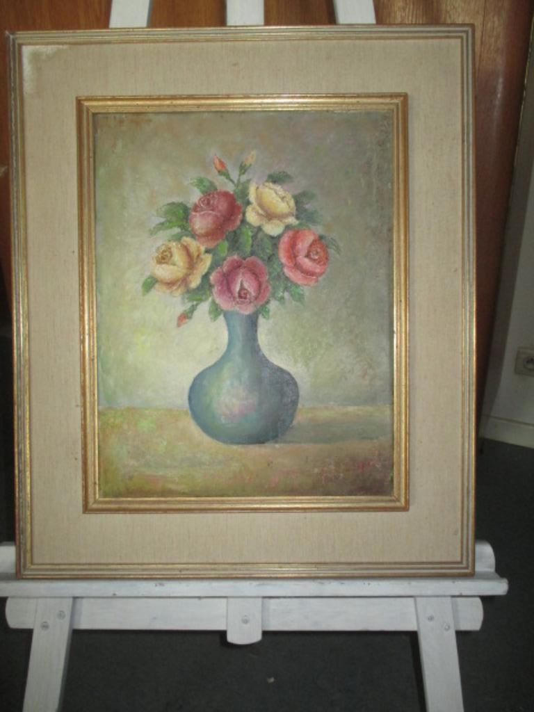 Peinture « Vase bleu avec roses », Antiquités & Art, Art | Peinture | Classique, Enlèvement ou Envoi