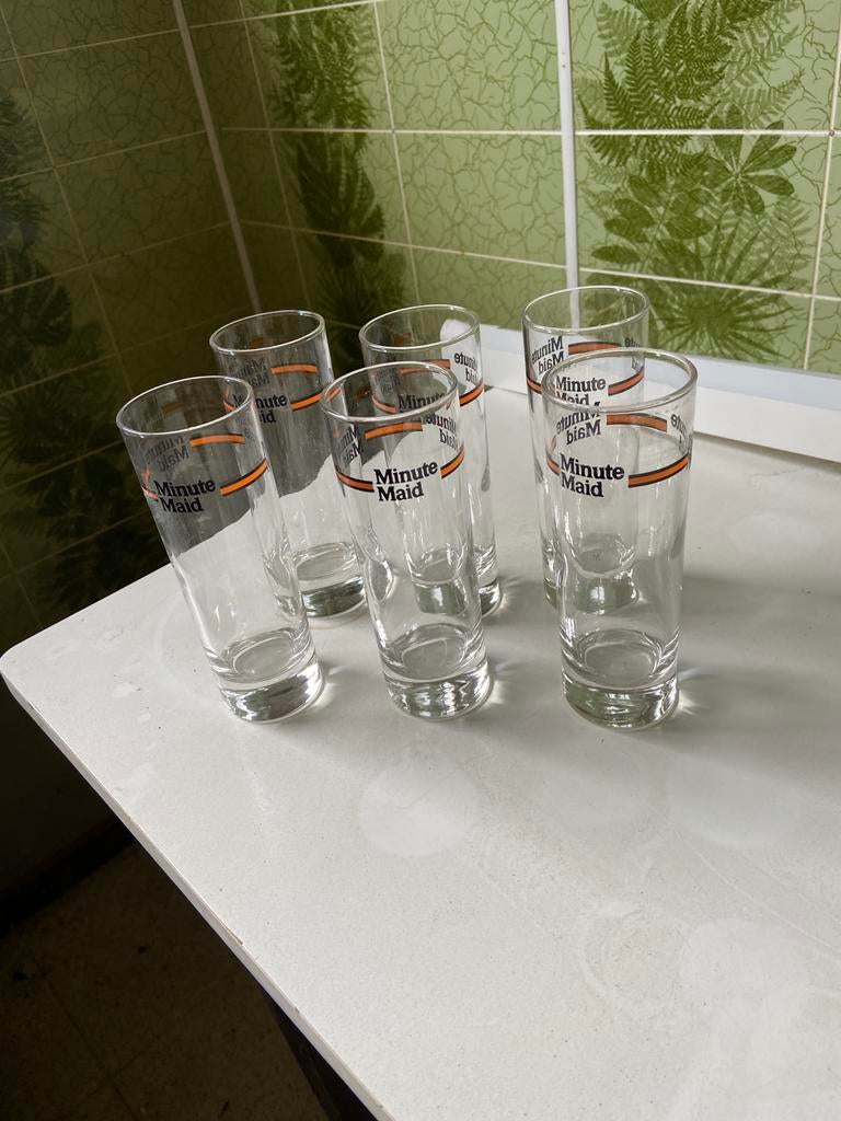 6 identieke mooie Minute Maid glazen, Ophalen of Verzenden