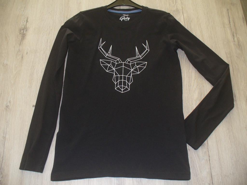 Zwarte longsleeve Hema 158 - 164, Kinderen en Baby's, Kinderkleding | Maat 158, Ophalen of Verzenden, Zo goed als nieuw, Shirt of Longsleeve