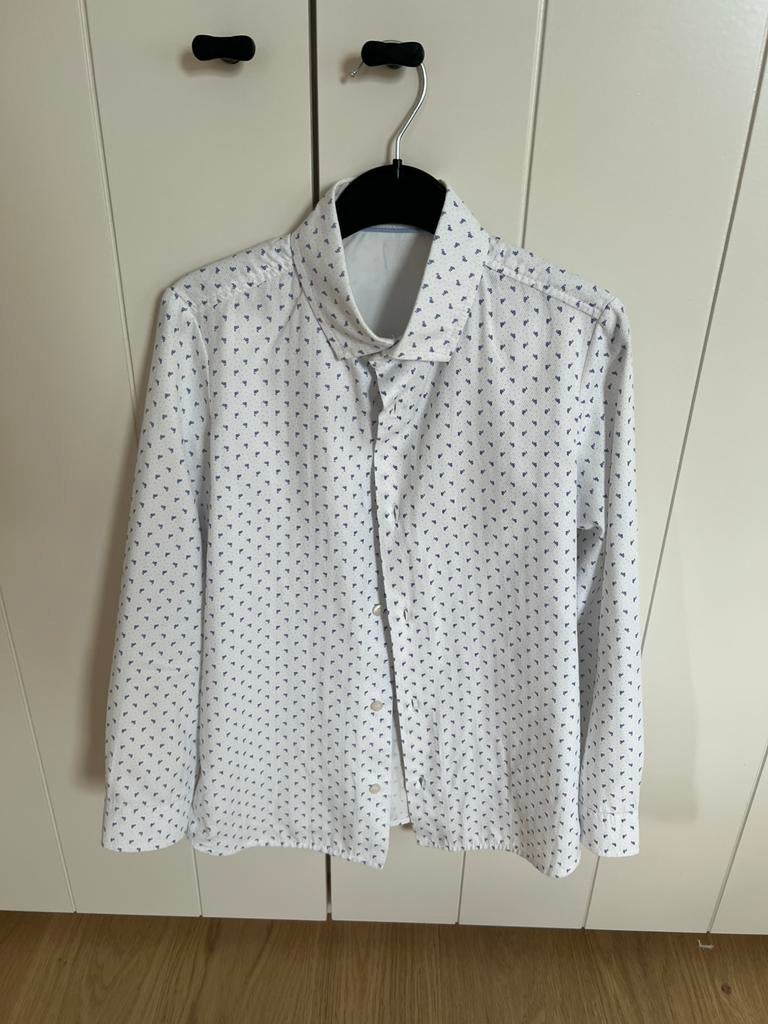 Chemise blanche à motif bleu, Enlèvement ou Envoi, Neuf, Garçon, Chemise ou Chemisier