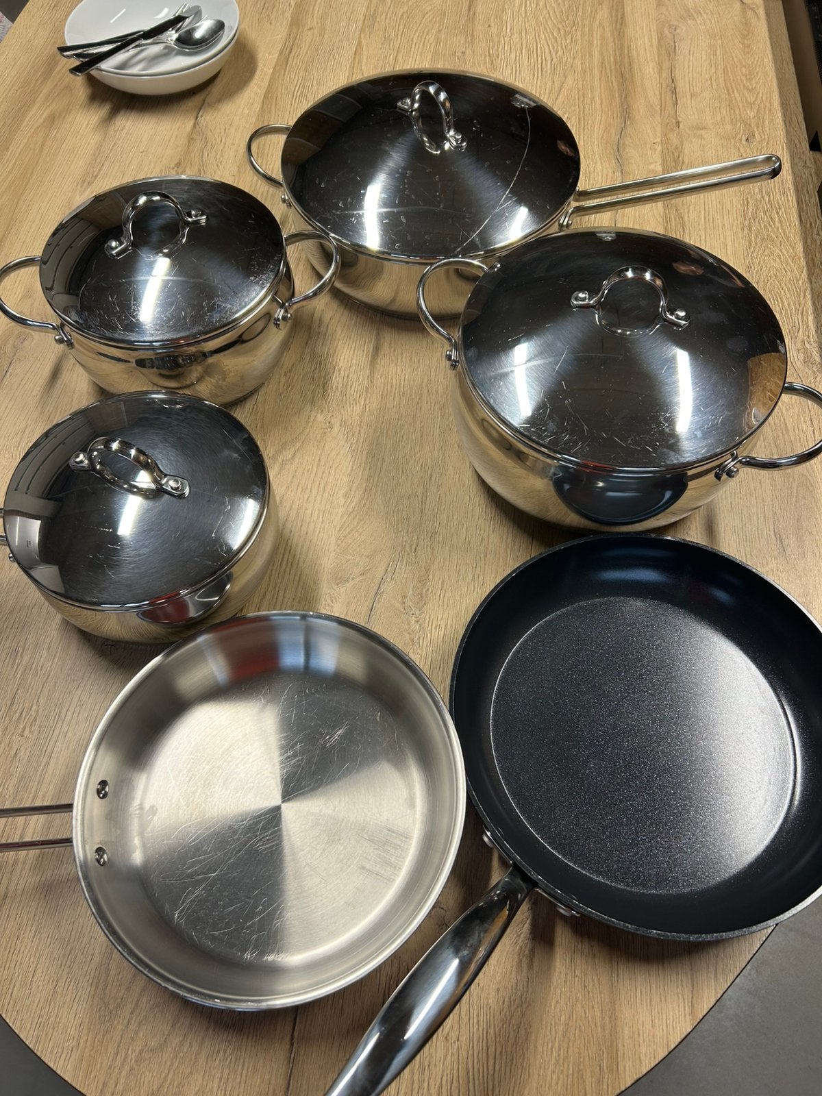Set kookpotten en pannen Lagostina en GreenPan, Maison & Meubles, Aluminium, Enlèvement, Poêle à frire, GreenPan