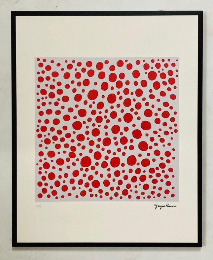 Yayoi Kusama: lithografie 40 bij 50 cm. Ingelijst verkocht, Antiek en Kunst, Ophalen of Verzenden, Lithografie