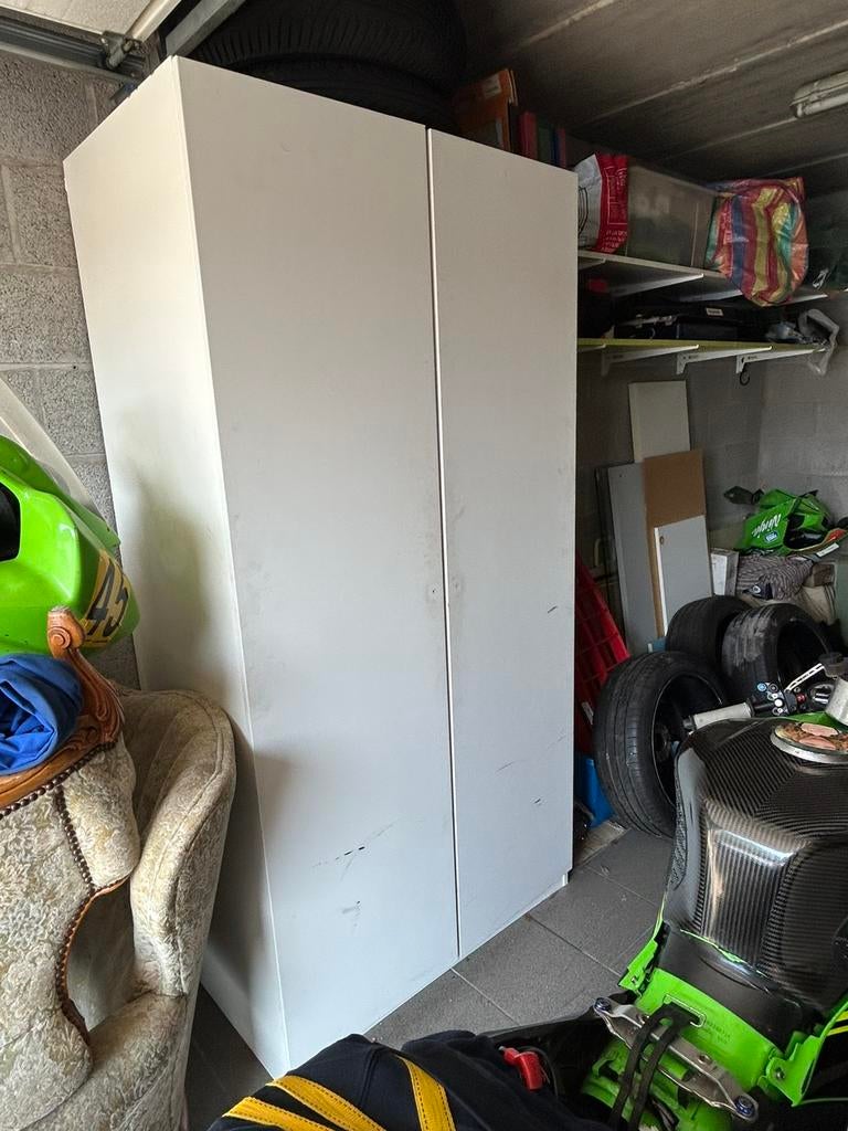 Ikea pax kleerkast wit 100x201cm met houten lades, 100 à 150 cm, Enlèvement, Utilisé, 200 cm ou plus