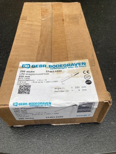 UNI spouwslaganker RVS 220mm rond 4 mm, Ophalen, Overige materialen, 4 tot 8 cm, Nieuw