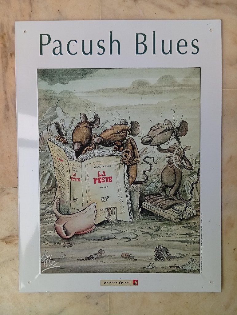 Plaque en métal "Pacush Blues" - Parfait état., Enlèvement ou Envoi, Autres personnages, Neuf, Image, Affiche ou Autocollant