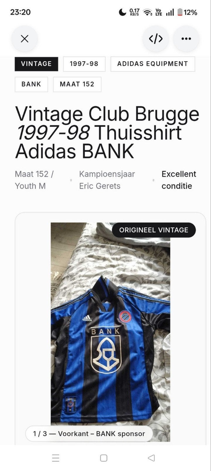 Vintage  Club Brugge Shirt 1997-1998, Enlèvement ou Envoi, Comme neuf, Maillot