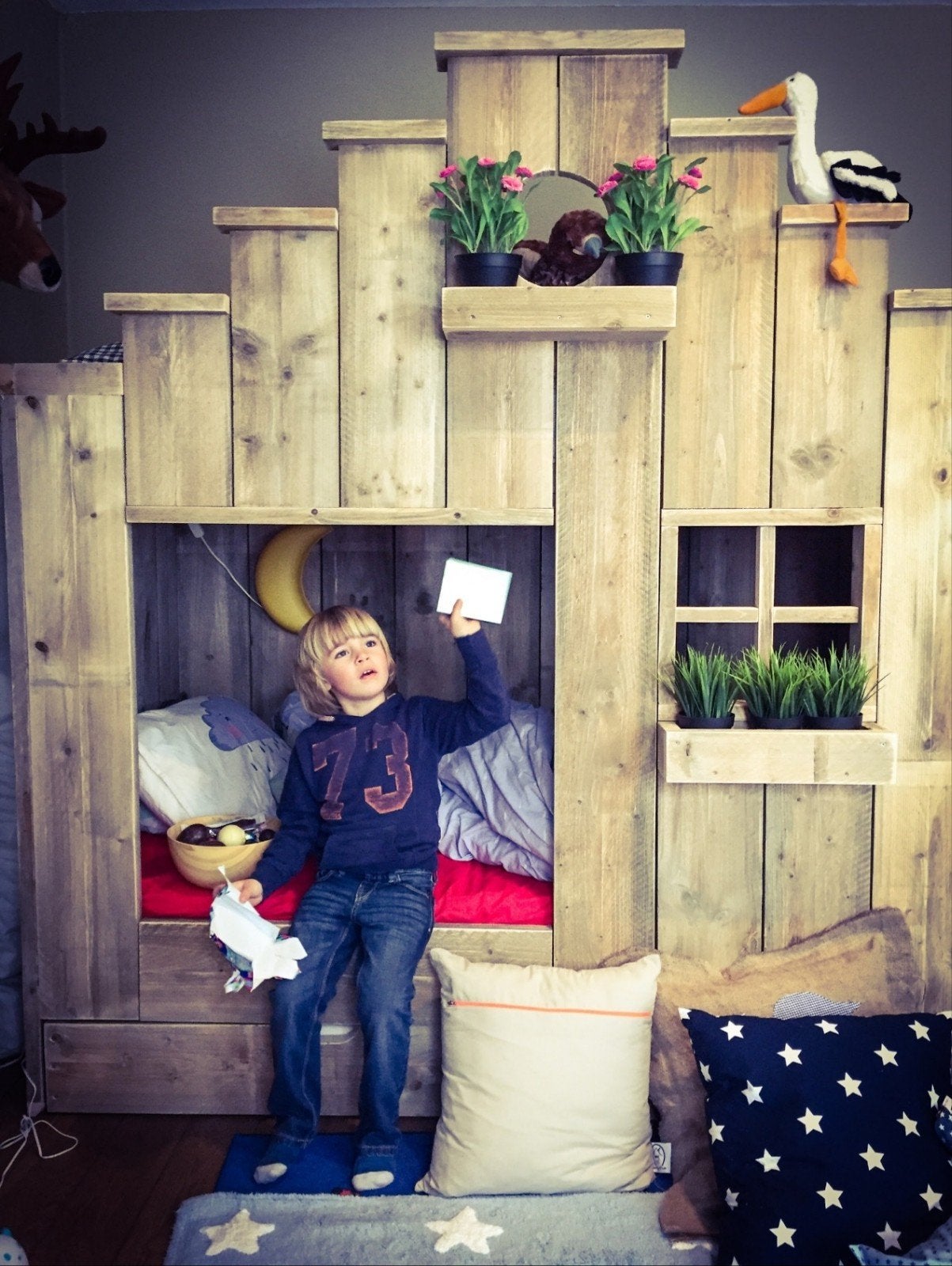 Stapelbed voor Kinderen - Bowie - Vogelhuisje - Saartje Prum, Huis en Inrichting, Slaapkamer | Stapelbedden en Hoogslapers, Ophalen of Verzenden