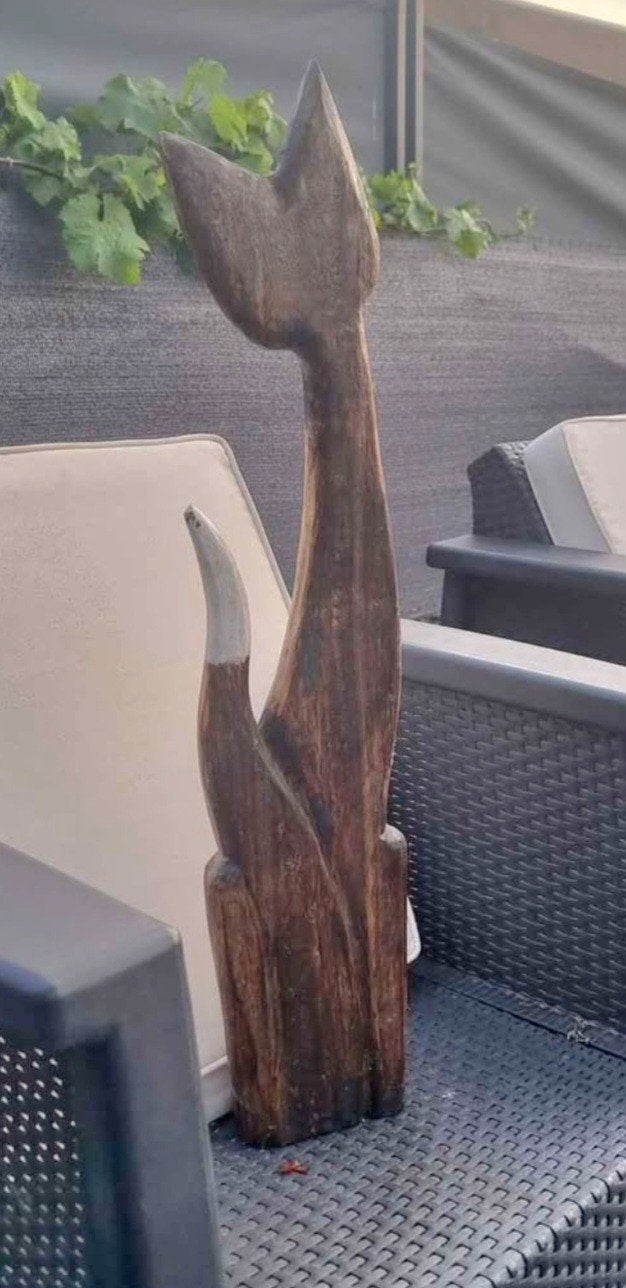 Chat en bois pour l extérieur et intérieur, Jardin & Terrasse, Statues de jardin, Enlèvement, Bois