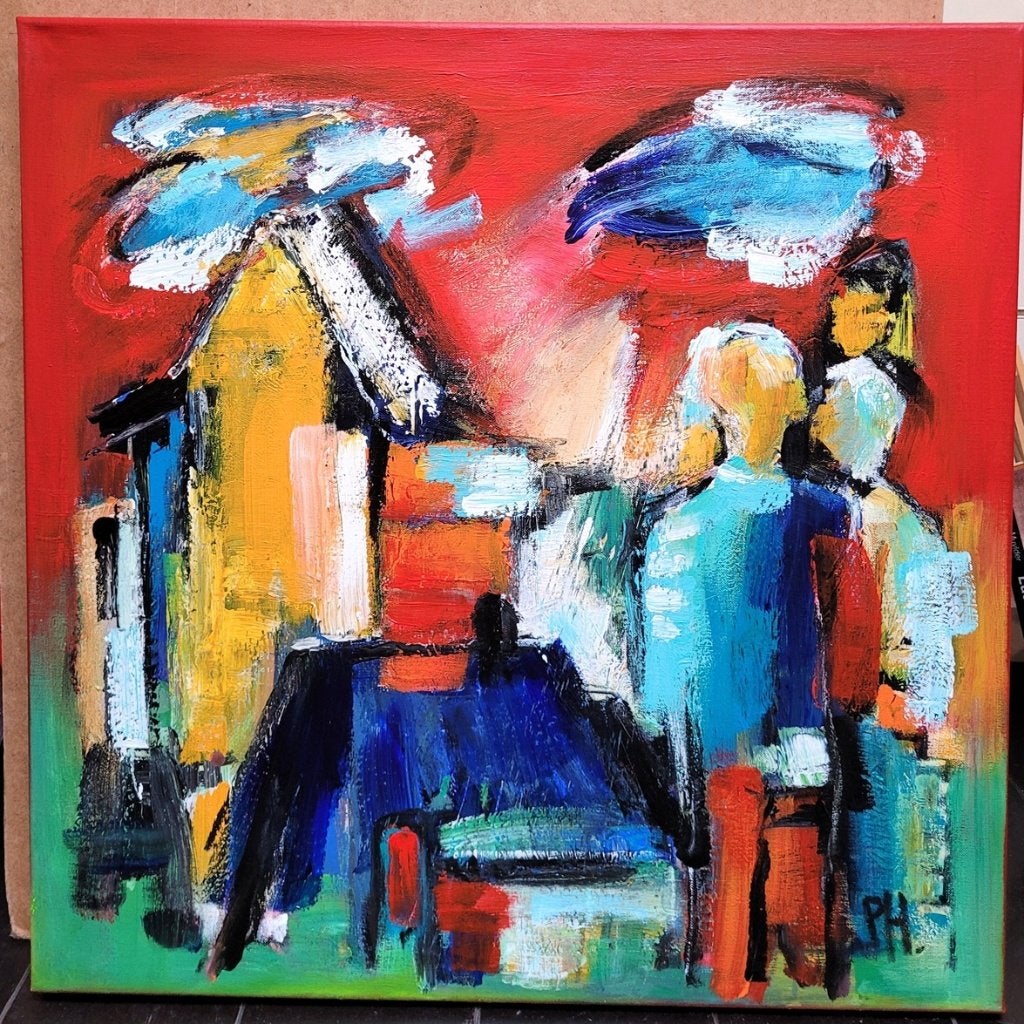 Peter HERMANS, Op weg naar huis, Antiek en Kunst, Acrylverf, Doek, Dieren, Ophalen of Verzenden