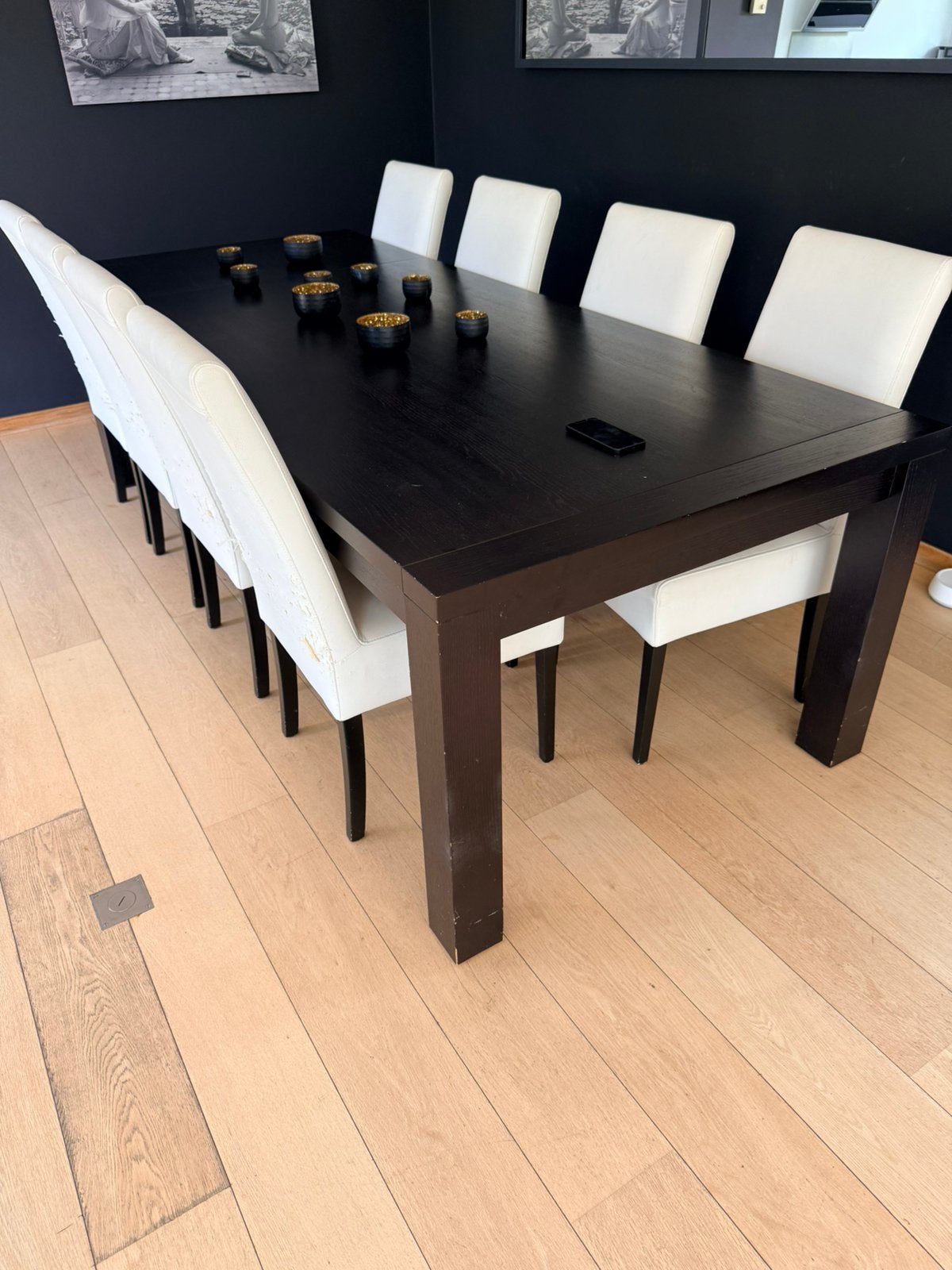 Super table en bois massif noire !!, Maison & Meubles, Enlèvement, Comme neuf