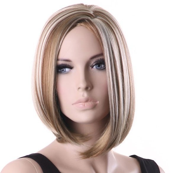 Luxe pruik bob model blond en bruin zonder pony, Envoi, Neuf