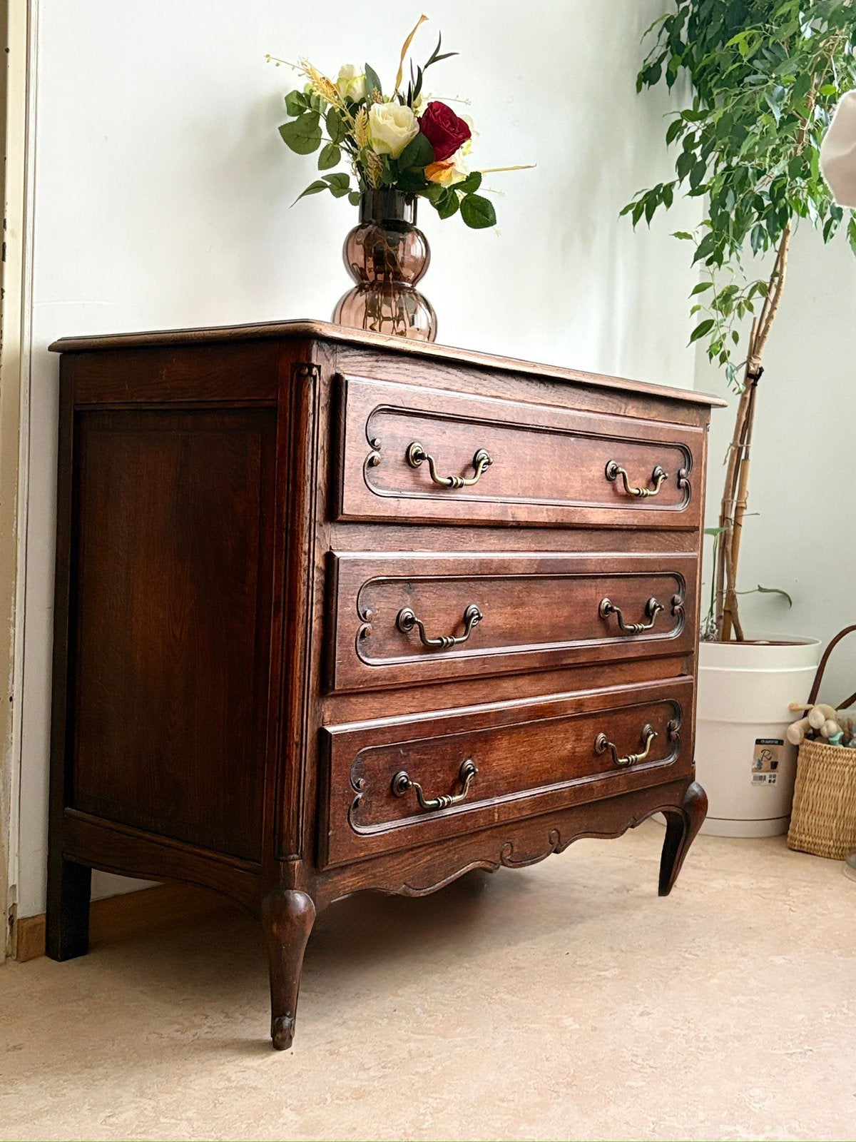 Commode - 3 tiroirs antique, Maison & Meubles, Enlèvement ou Envoi, Comme neuf