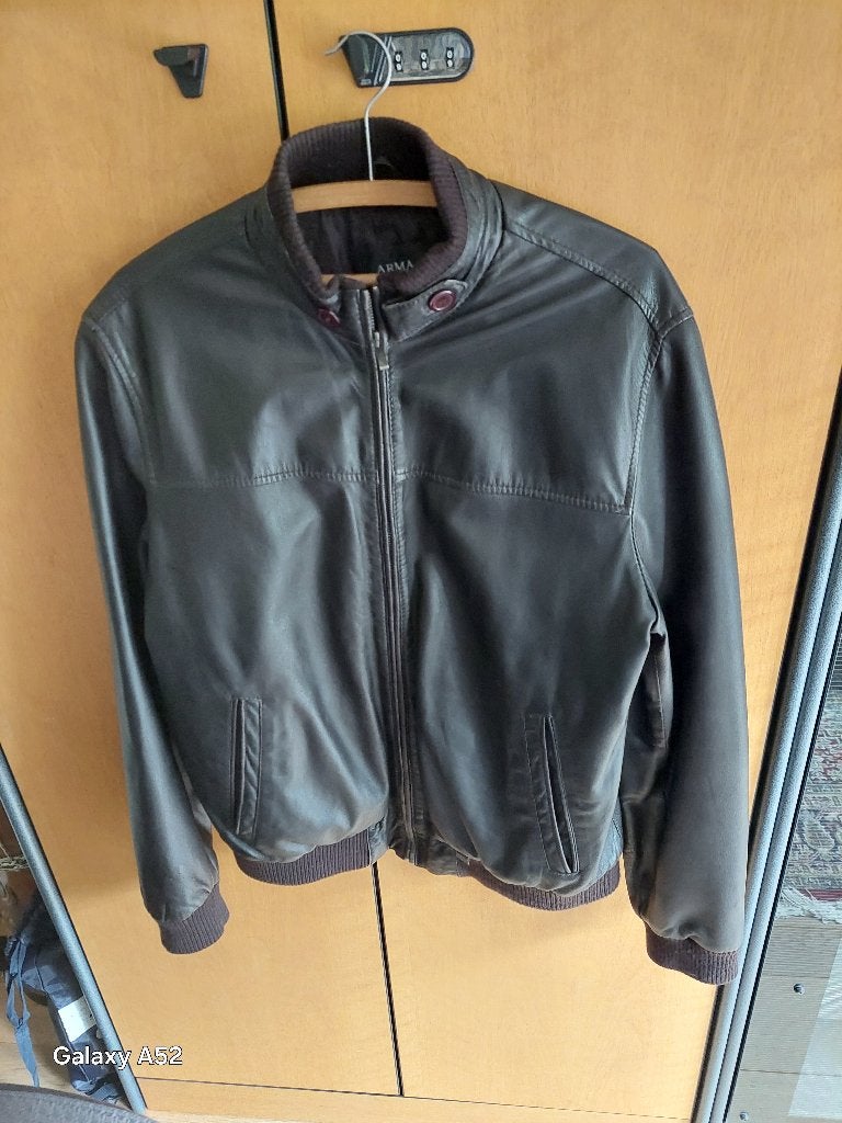 blouson bomber en cuir noir de la marque ARMAS taille M, Enlèvement ou Envoi, Comme neuf, Taille 48/50 (M), Noir