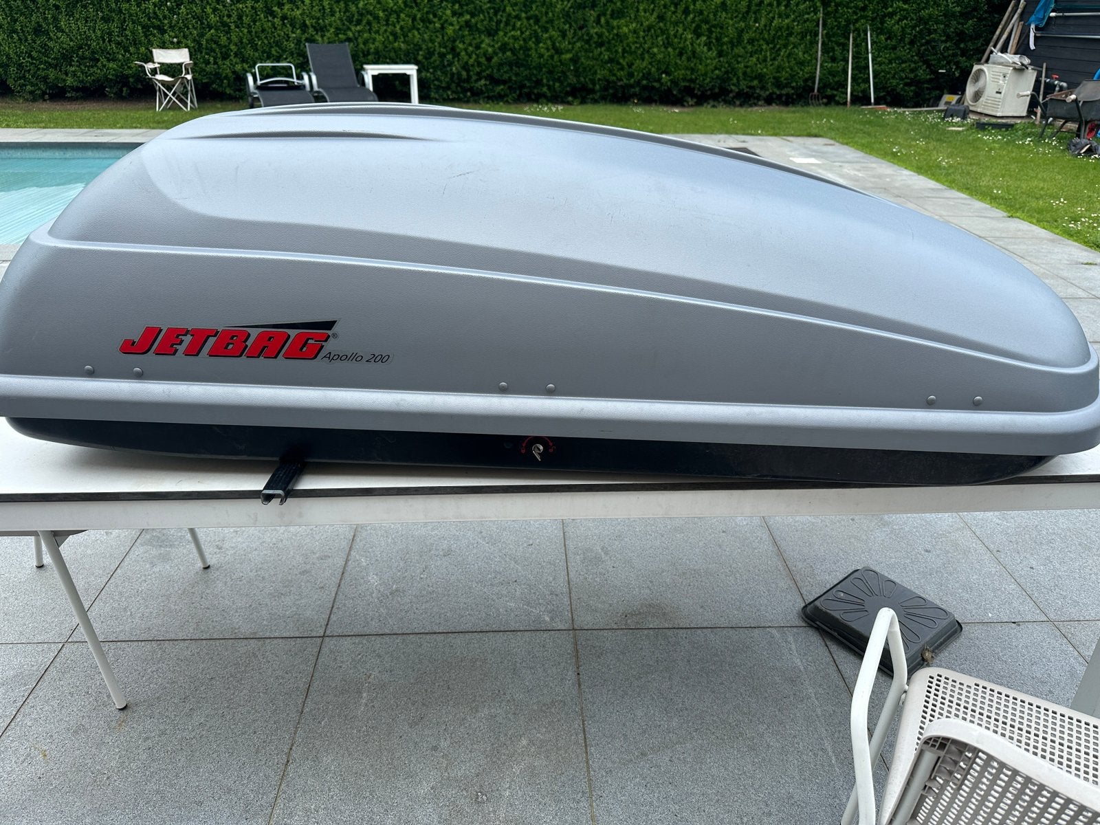 Coffre de toit Jetbag Apollo 200 – 410 L – Complet avec clé, Autos : Divers, Coffres de toit, Comme neuf, Enlèvement