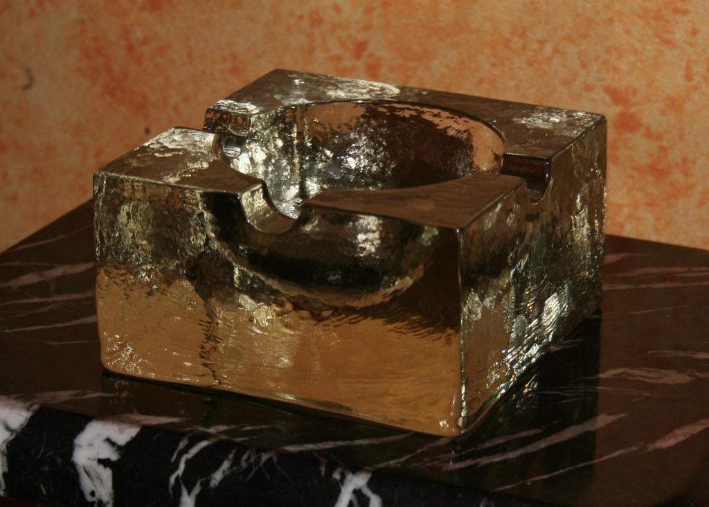 Glazen brutalistische asbak / vide poche, Antiek en Kunst, Ophalen of Verzenden