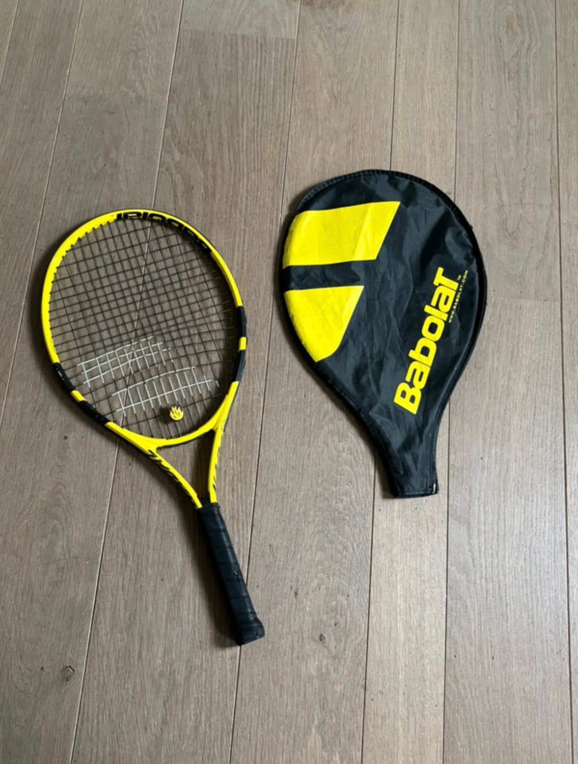 Tennisracket- Babolat + rackethoes, Ophalen, Gebruikt, L0, Racket