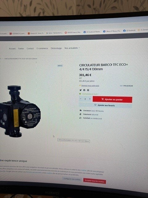 Circulateur chauffage, Enlèvement, Neuf, Chaudière CC ou Chaudière combinée