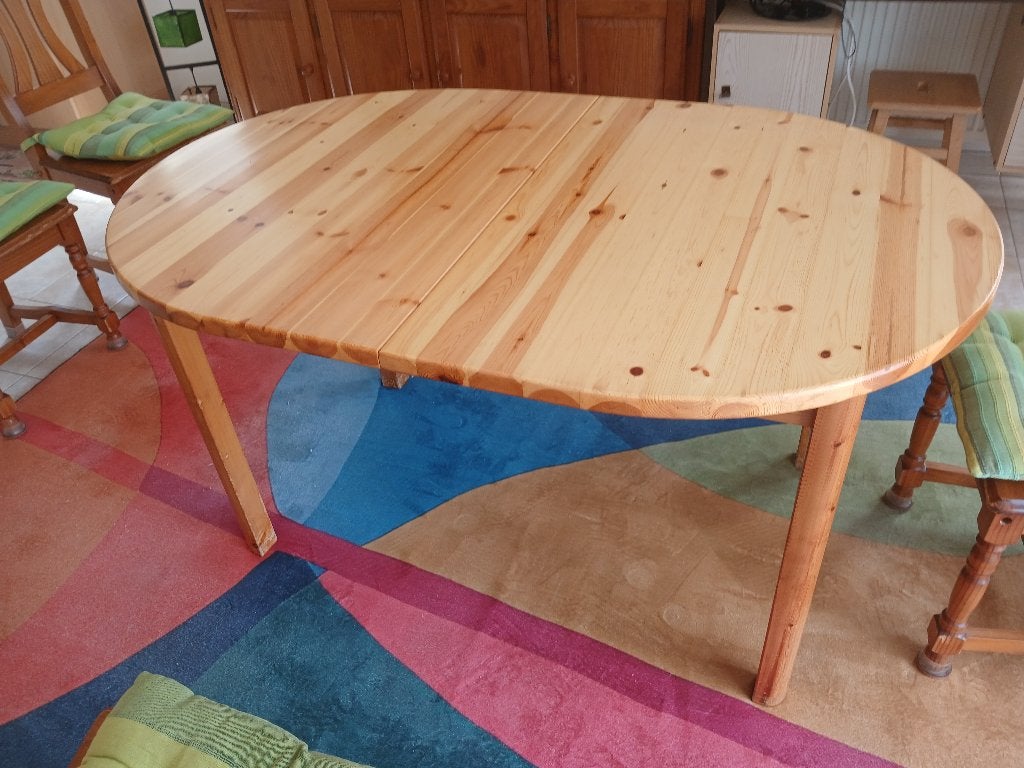 Table salle à manger pin massif, Maison & Meubles, 150 à 200 cm, Cinq personnes ou plus, Comme neuf, Enlèvement