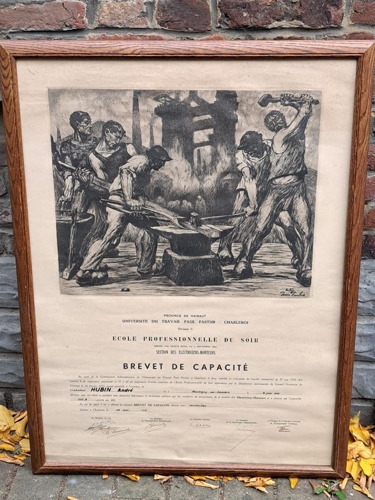 Gravure avec diplome signe pierre paulus, Enlèvement, Gravure