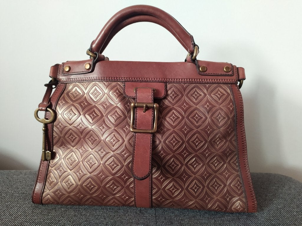 Sac à main en cuir FOSSIL (gamme premium), Enlèvement, Comme neuf, Brun, Sac à main