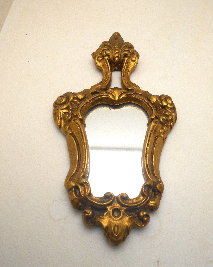 ancien petit miroir bois sculpté doré, Enlèvement ou Envoi, Autres formes, Moins de 50 cm, Moins de 100 cm