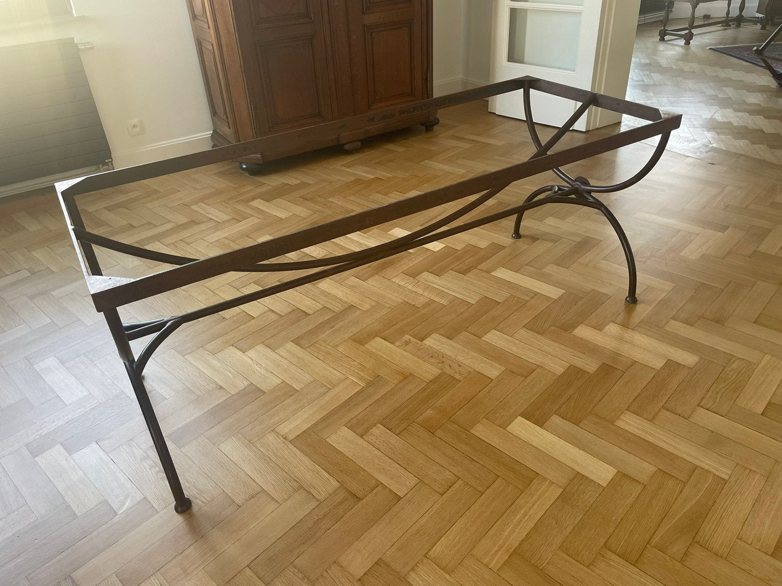 PIED de TABLE en FER FORGE (1m70 x 70 cm), Ophalen, Gebruikt