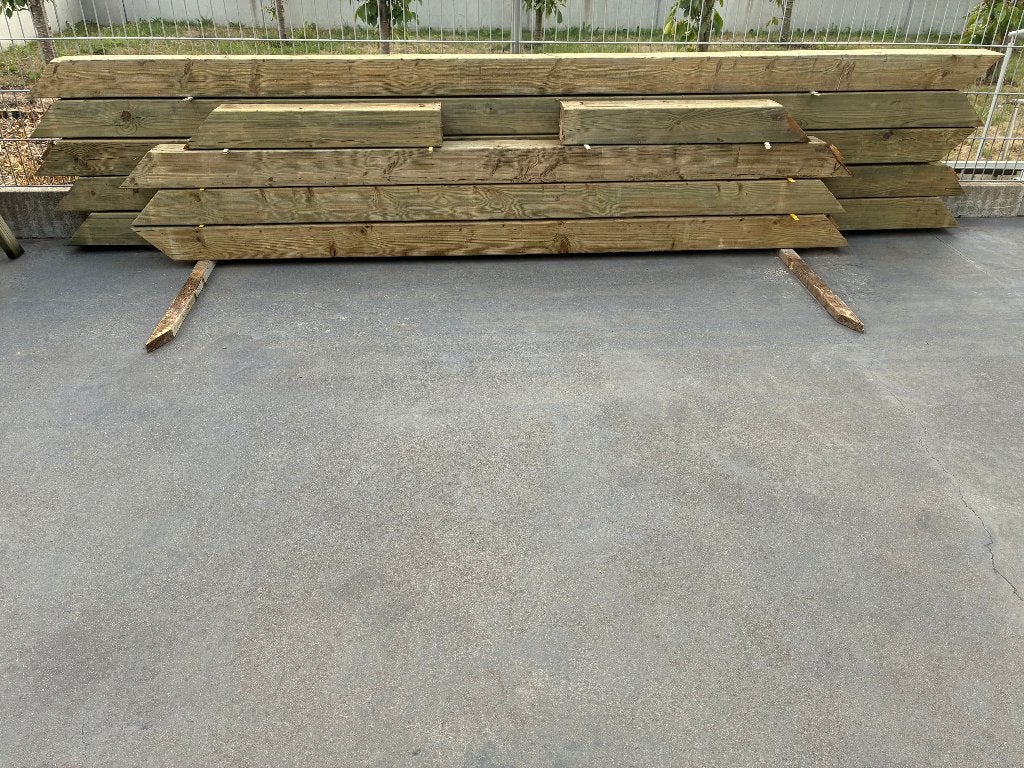 30 meter geimpregneerd vuren balken 140x140, Ophalen, Zo goed als nieuw, 250 cm of meer, Balken