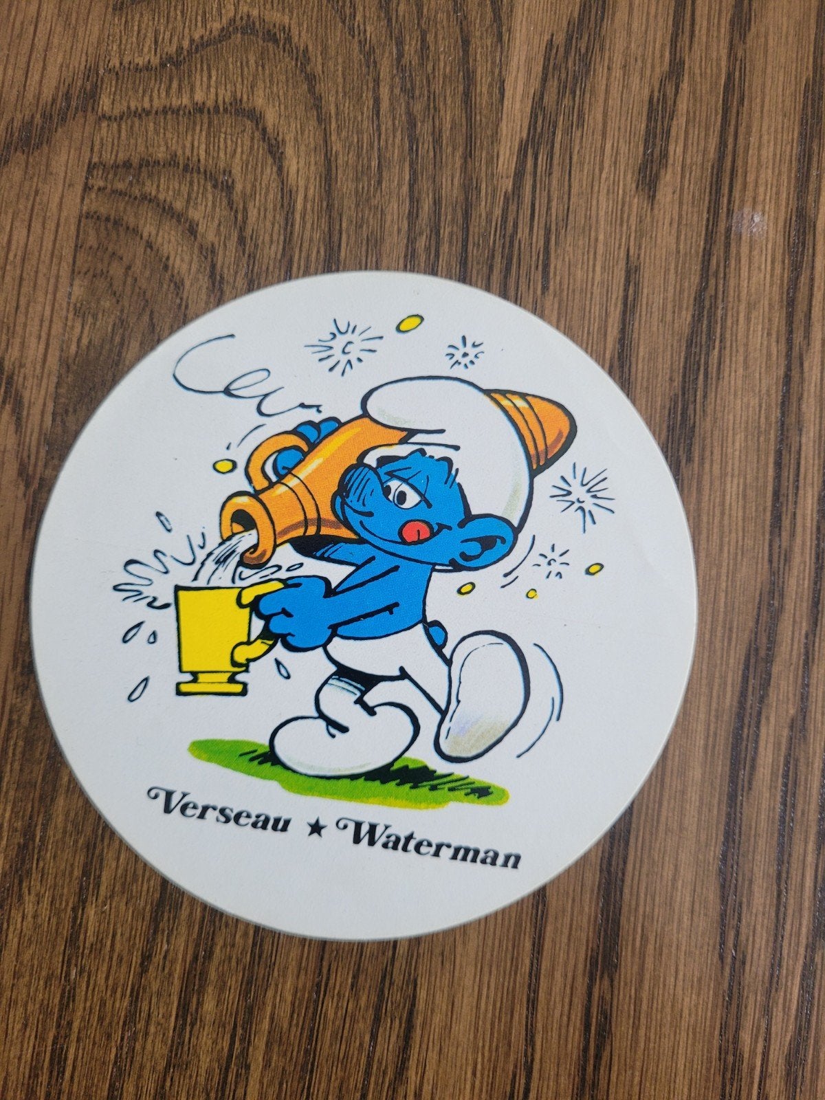 oude sticker de smurfen milkana, Ophalen of Verzenden