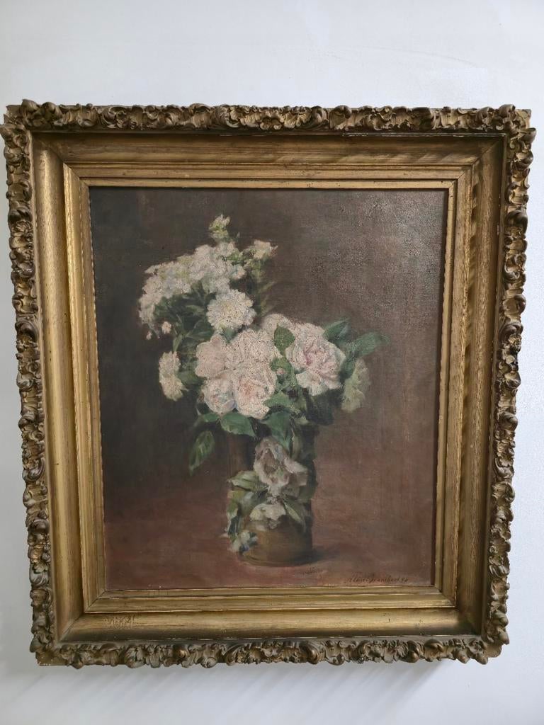Bloemenstilleven - Albert Lamber 1894, Antiek en Kunst, Ophalen
