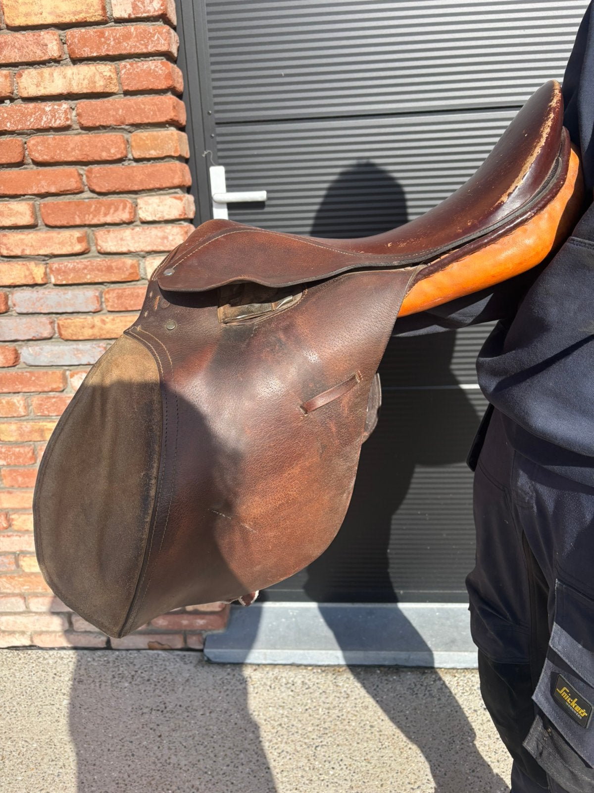Bruin lederen zadel, Dieren en Toebehoren, Ophalen of Verzenden, Gebruikt, Overige merken, Recreatie