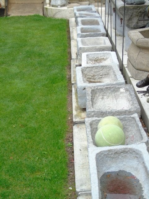 bac ou auge en pierre bleu , jardinière , grand choix !!, Moins de 30 cm, Pierre, Enlèvement, Utilisé