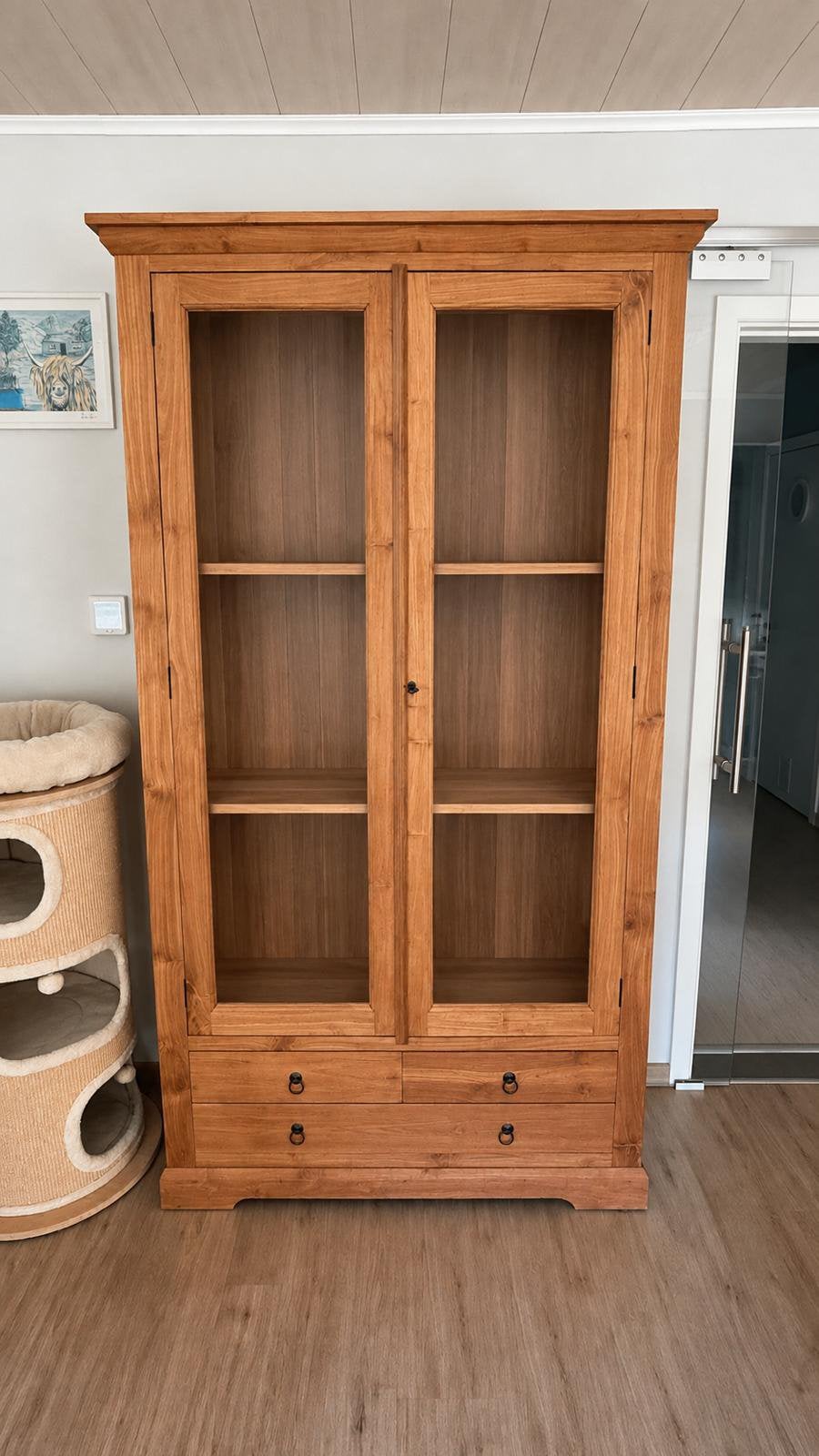 Teak vitrinekast., Huis en Inrichting, Ophalen, Zo goed als nieuw