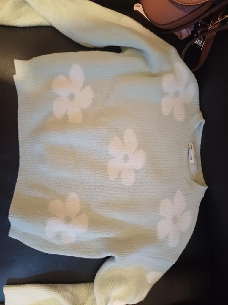 Moderne trui groen/ witte bloem Mt 140 Primark, Kinderen en Baby's, Kinderkleding | Maat 140, Meisje, Trui of Vest, Ophalen of Verzenden
