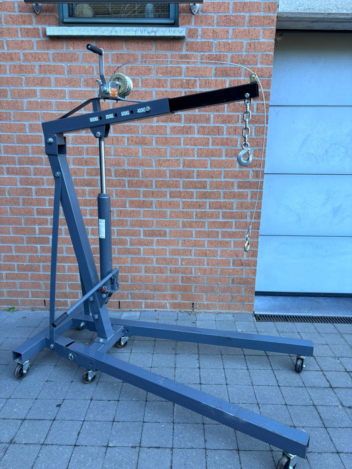 Girafe d’atelier avec palan, Doe-het-zelf en Bouw, Lieren en Takels, Ophalen, Zo goed als nieuw