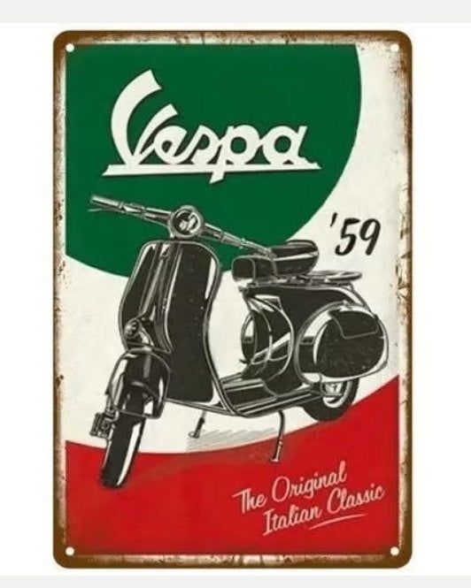 Vintage metalen bordje Vespa classic (30x20cm), Ophalen of Verzenden, Nieuw