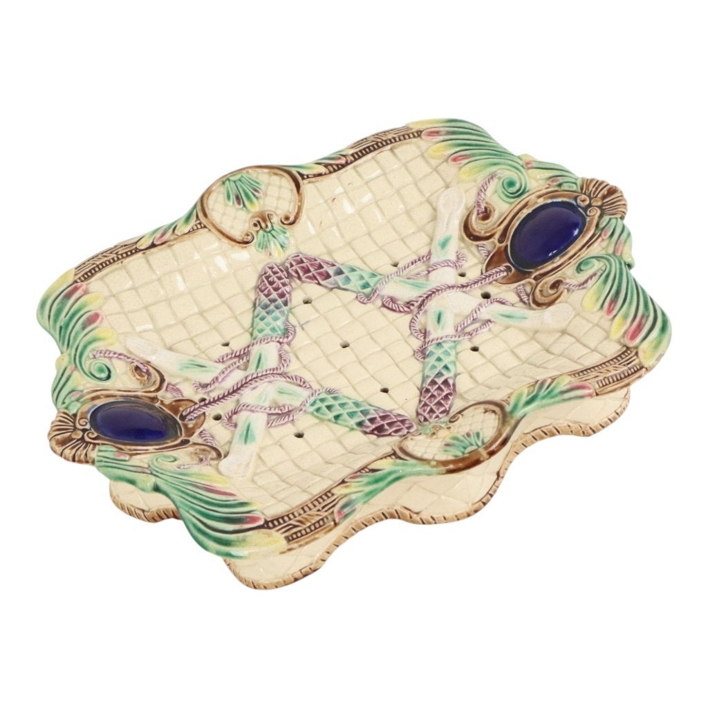 Antiek Frans Asperge Bord Majolica Aardewerk 19de Eeuw, Antiquités & Art, Antiquités | Céramique & Poterie, Enlèvement ou Envoi