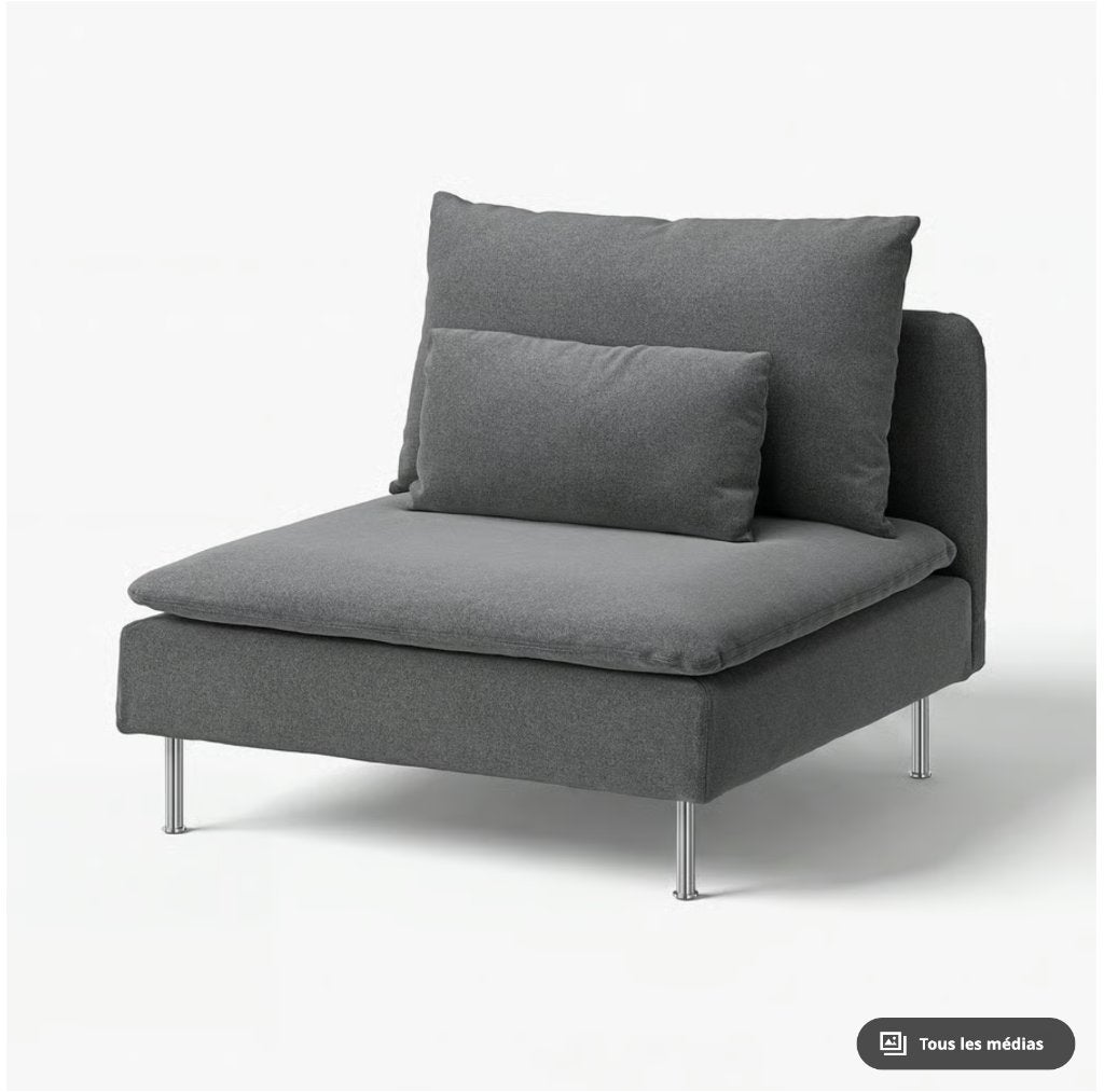 Housse Ikea Soderhamn 1 place Samsta gris foncé, 75 à 100 cm, Moins de 150 cm, Banc droit, Une personne