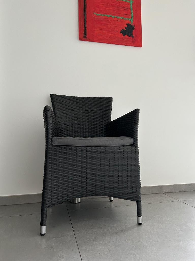 Chaise tissée en gris anthracite., Gris, Synthétique, Enlèvement, Utilisé