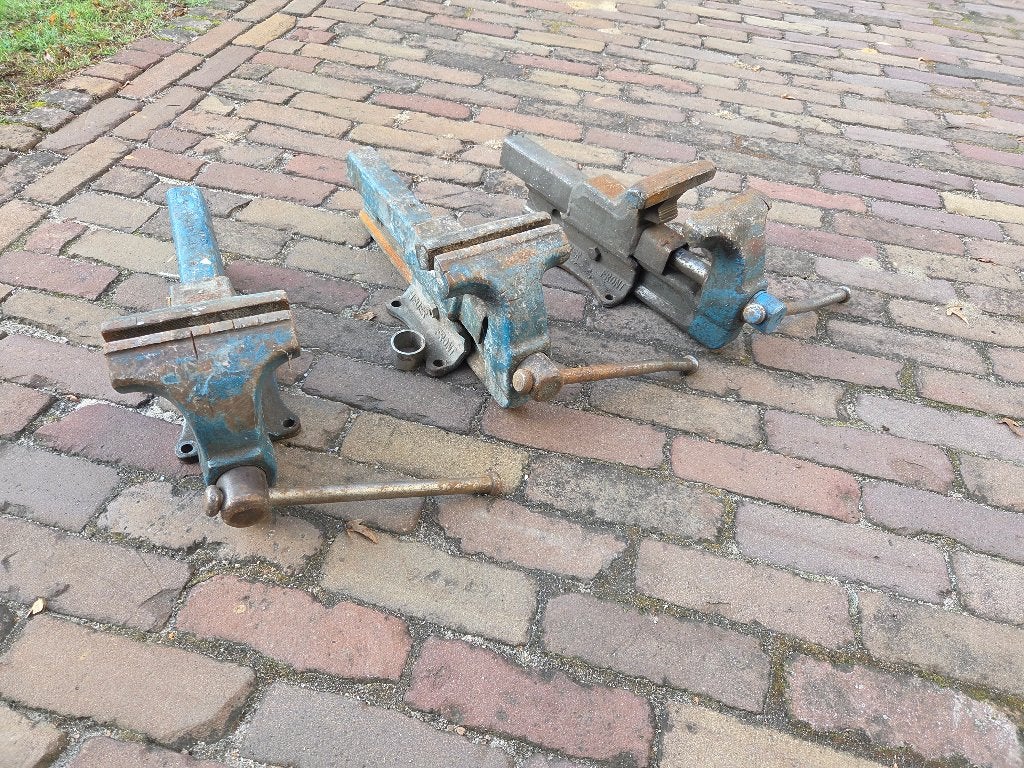 3 x Front Heuer bankschroef, Bek breedte 14 cm, Ophalen, Bankschroef