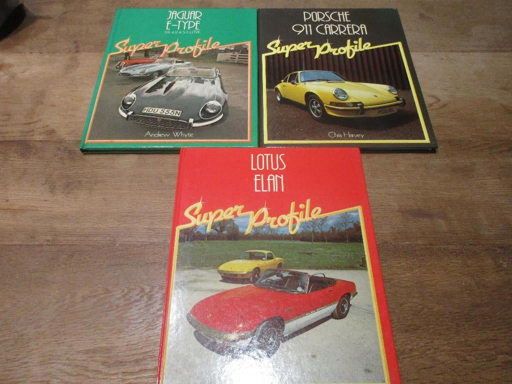 3 BOEKEN AUTO SUPER PROFILE SERIES JAGUAR PORSCHE LOTUS, Enlèvement ou Envoi, Comme neuf, Autres marques