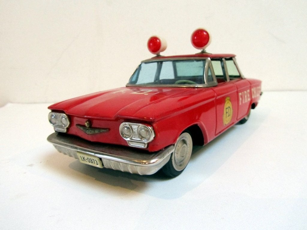 Vintage Chevrolet Corvair Fire Chief Ichiko Japon Tôle, Enlèvement ou Envoi