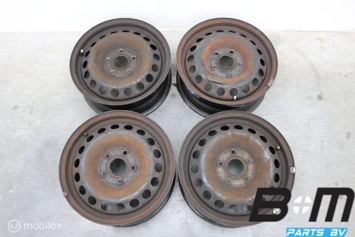 Set originele 15 inch stalen velgen VW Golf 5 1K0601027C, Gebruikt, Velg(en)