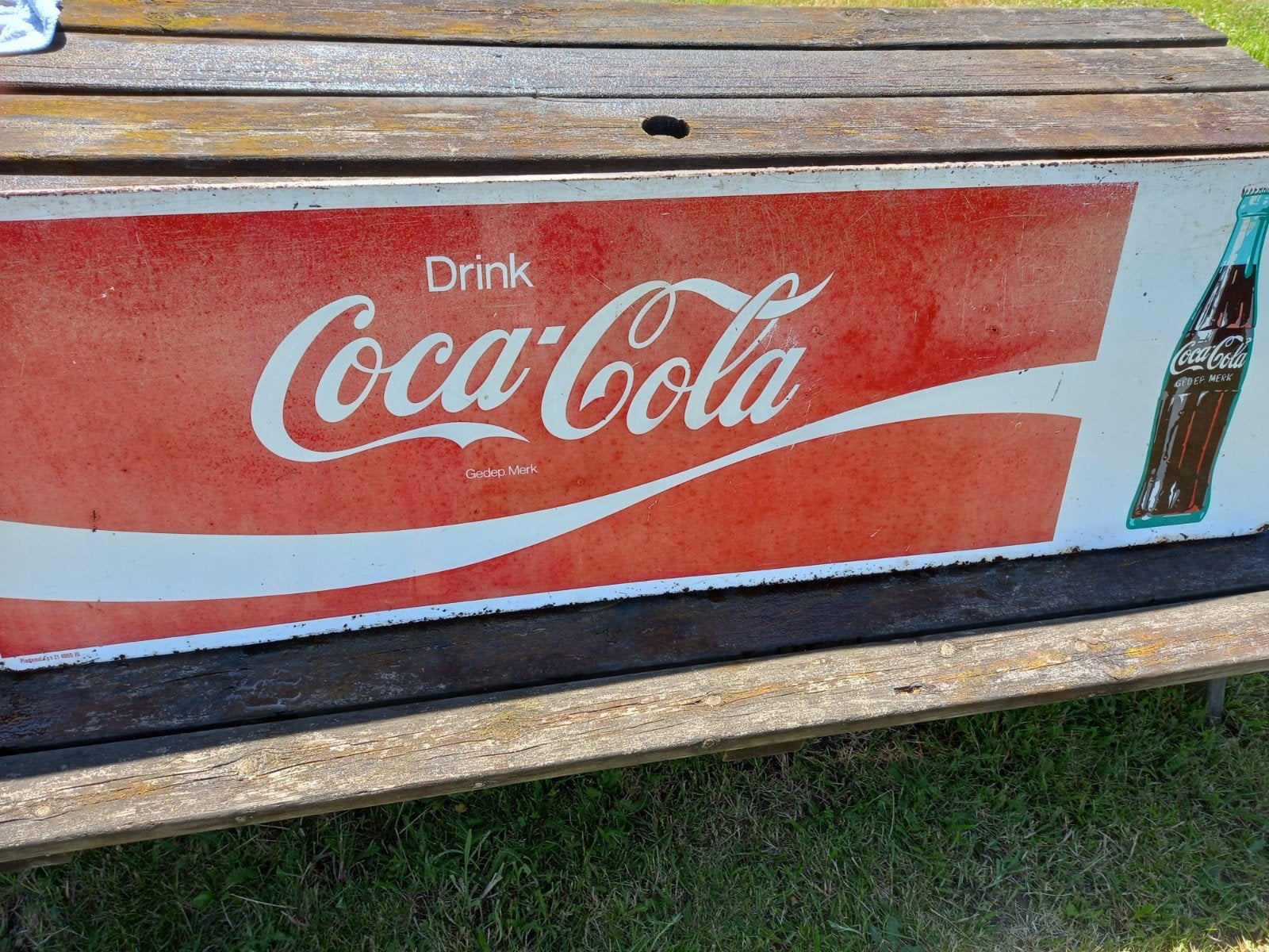 Coca Cola reclamebord,  goede staat gezien de ouderdom, Ophalen, Reclamebord