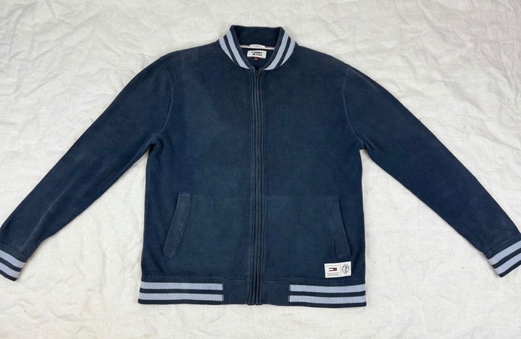 Pull Tommy Hilfiger Homme M Bleu Marine Zippé Cardigan, Enlèvement ou Envoi, Tommy Hilfiger, Comme neuf, Bleu