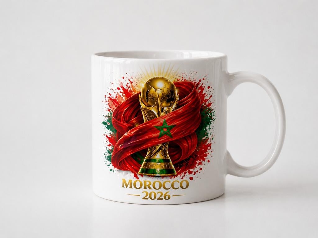 Mug Maroc Coupe du Monde 2026  Supporter Maroc, Envoi, Céramique