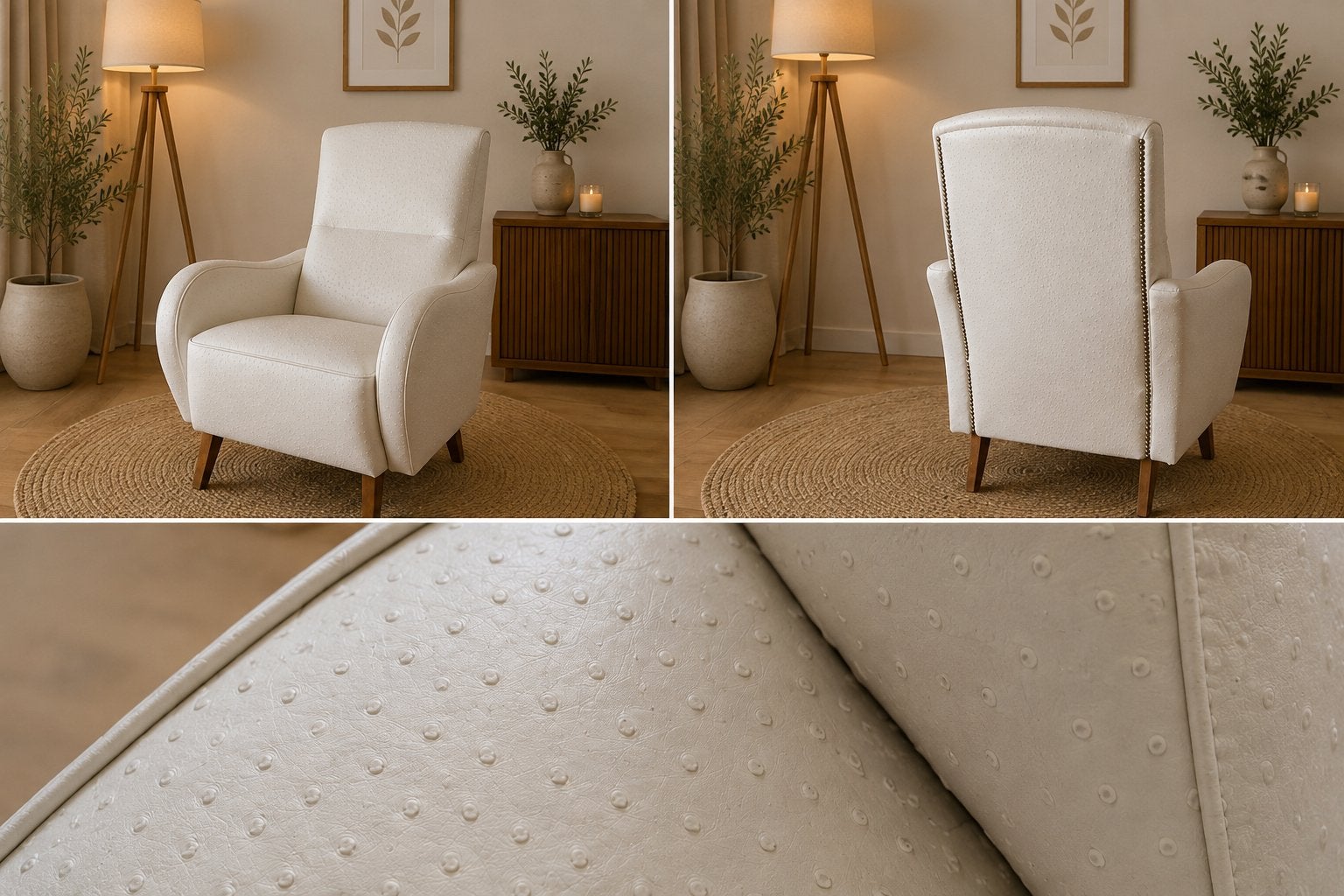 Elegante Design fauteuil – Struisvogellederlook – Topstaat, Ophalen, Zo goed als nieuw