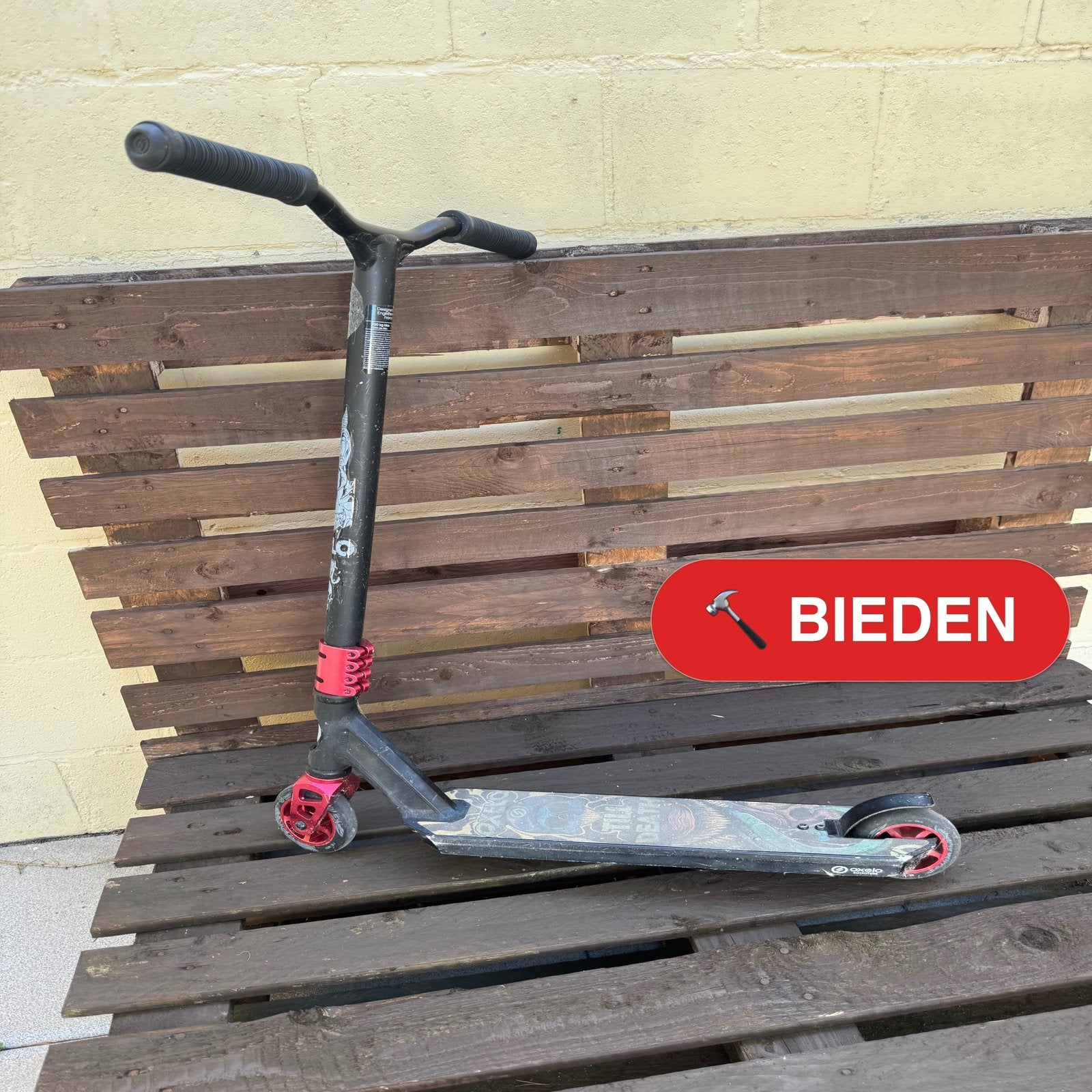 Oxelo Freestyle Stuntstep - Zwart/Rood - Goede staat, Fietsen en Brommers, Ophalen, Zo goed als nieuw