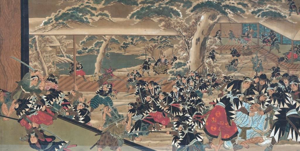 Prachtig Meiji-periode Zijdeschilderij: De 47 Ronin, Ophalen of Verzenden