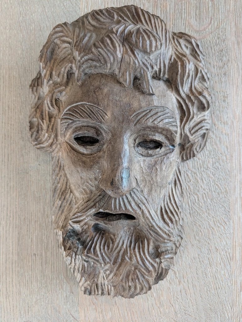 Vintage houten theatermasker uit Taormina Sicilië, Antiek en Kunst, Ophalen of Verzenden