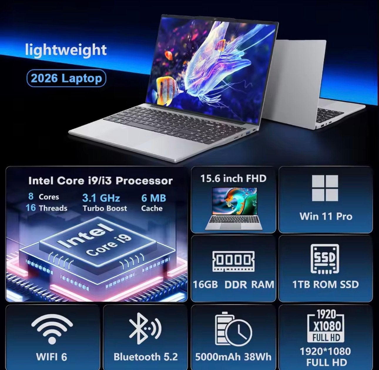 PC Portable i9 | 16Go | SSD 512Go/1To | Win11 Pro, Neuf, Enlèvement ou Envoi, 4 Ghz ou plus, SSD